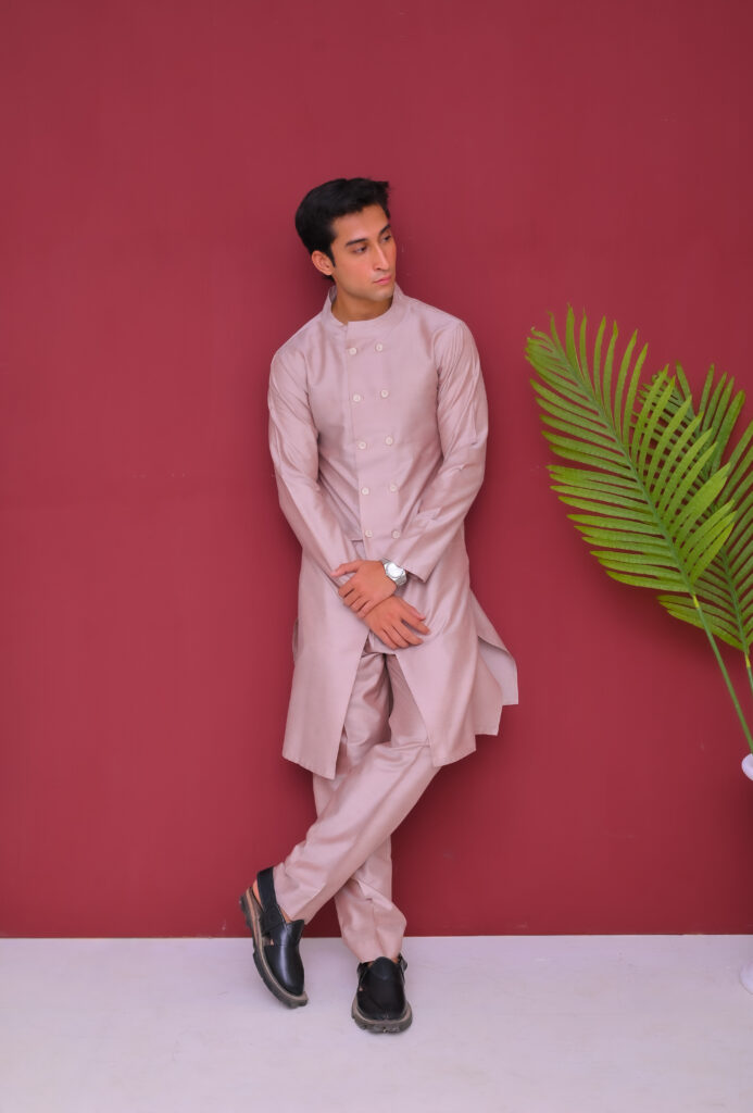 Two Piece Open Sherwani Kurta Style