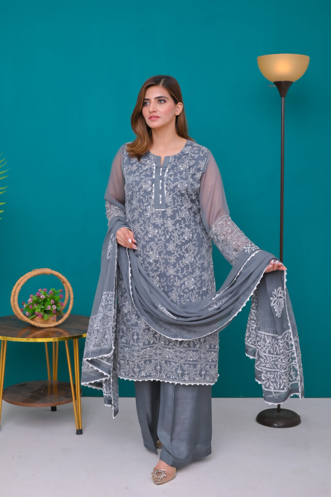 Grey Dhagay Wala Dress