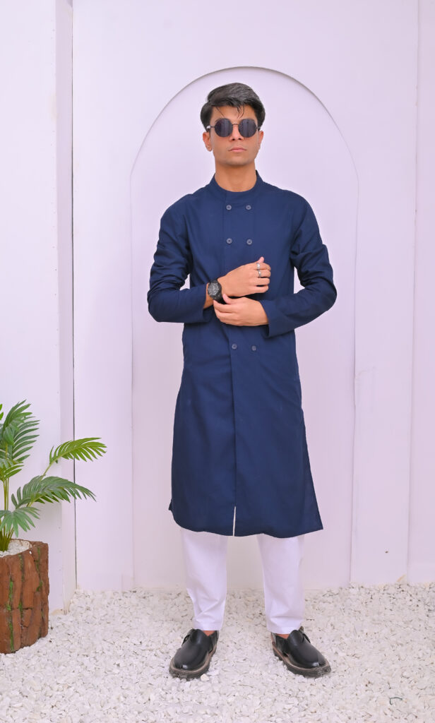 Blue Lakhnawi Kurta Pajama
