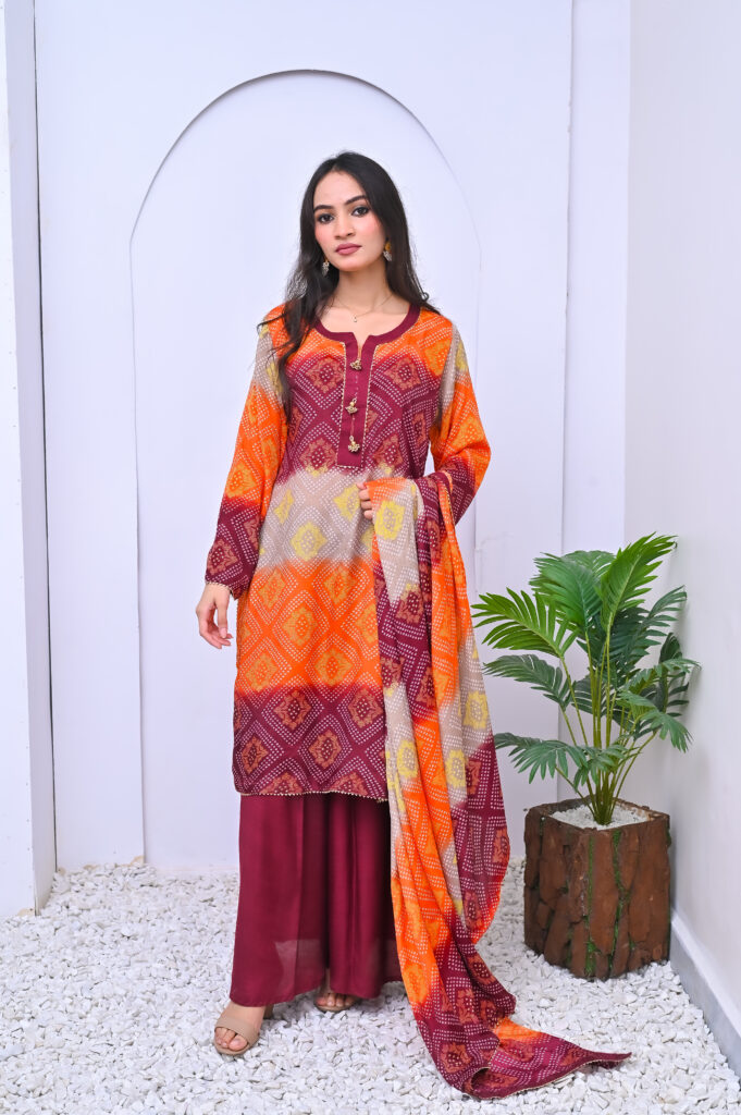 Indian Batik Tie and Dye Three Piece Dress