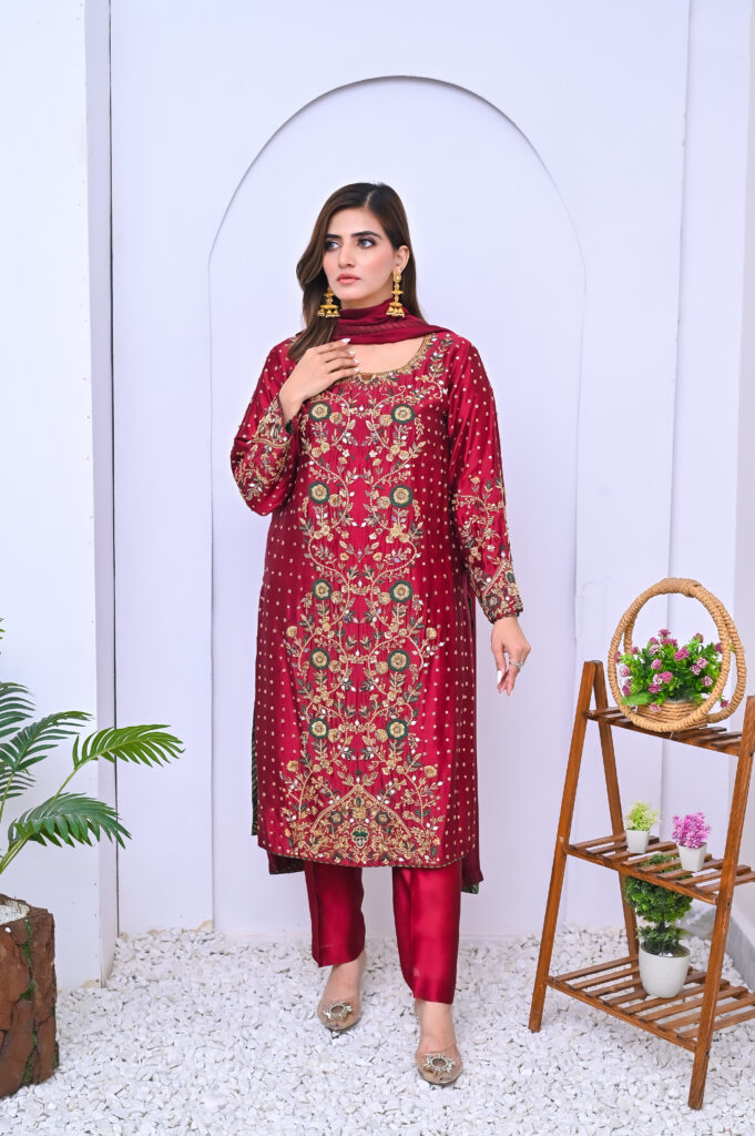 Pure Sheesha Silk with Heavy Jal Hand Made Work