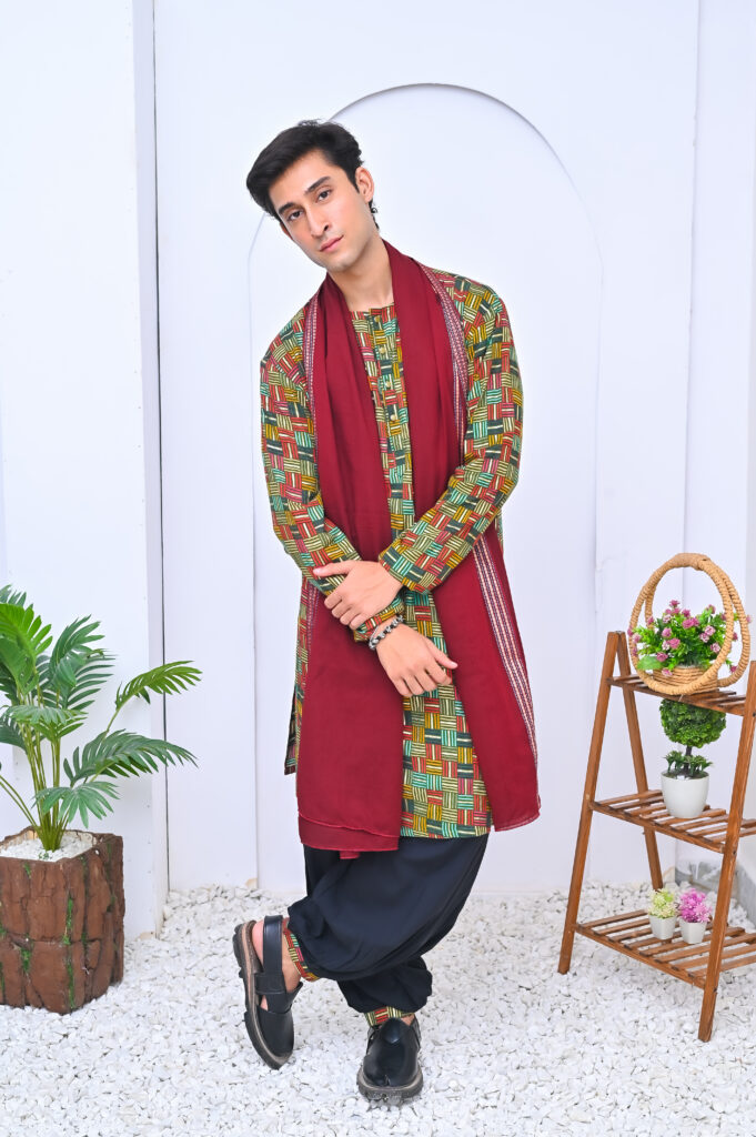 Multi-colored Male Kurta Shalwar