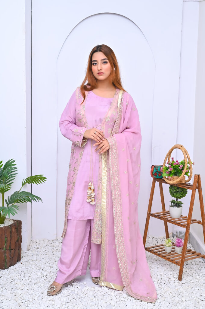 Four Piece Pink Festive Wear Dress